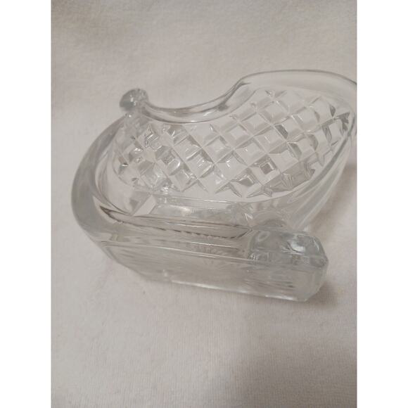 CRYSTAL 7”x 5" Christmas Santa Sleigh CANDY & NUT Dish 24% Lead Candy Holiday - Picture 10 of 13